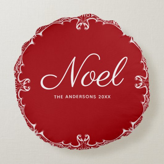 レッドエレガントノールクリスマスラウンド装飾用クッション ラウンドクッション (裏面)