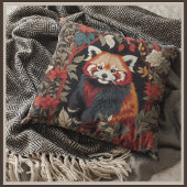 レッドエレガントパンダウィリアムモリスインスパイアフローラ クッション