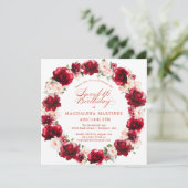 レッドエレガントピンクフローラリーススウィート16誕生日 招待状 (スタンド正面)