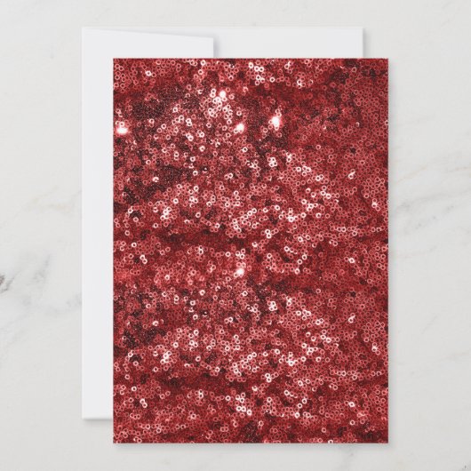 レッドエレガントフェイクグリッター&金ゴールドウィンタースウィート16 招待状 (裏面)