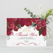 レッドエレガントフローラキンセアニェラありがとう サンキューカード (スタンド正面)