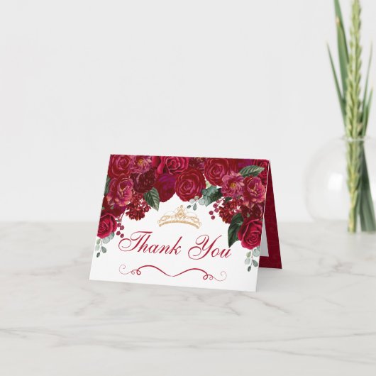 レッドエレガントフローラキンセアニェラありがとう 招待状 (正面)