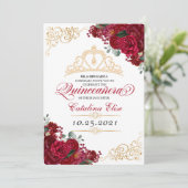 レッドエレガントフローラキンセアニェラ誕生日招待状 招待状 (スタンド正面)