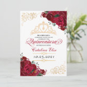 レッドエレガントフローラキンセアニェラ誕生日 招待状 (スタンド正面)