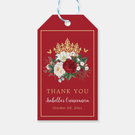 レッドエレガントフローラキンセアニラありがとうございました ギフトタグ (正面)