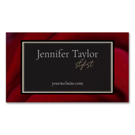 レッドエレガントフローラデザイン – 洗練された&ミニマ マグネット名刺