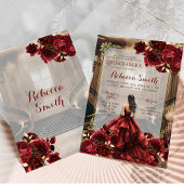 レッドエレガントブルグンディ王室のパレスプリンセスXVアニョス 招待状