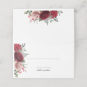 レッドエレガントブルゴーニュ赤面バラ結婚ズ プレイスカード (外部開封)