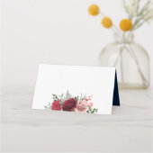 レッドエレガントブルゴーニュ赤面バラ結婚ズ プレイスカード (裏面)