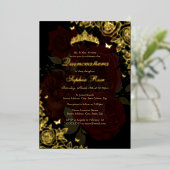 レッドエレガントブルゴーニュ金ゴールドバラキンセアニェラ 箔招待状 (立ち正面)