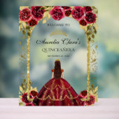 レッドエレガントプリンセスフローラキンセアニラ誕生日 アクリルサイン (ニュートラル)