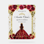 レッドエレガントプリンセスフローラキンセアニラ誕生日 アクリルサイン (正面)