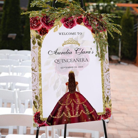 レッドエレガントプリンセスフローラキンセアニラ誕生日 ポスター