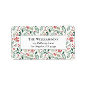 レッドエレガントホリーベリーグリーン差出人住所 ラベル (正面)