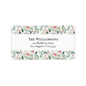 レッドエレガントホリーベリーグリーン差出人住所 ラベル (正面)