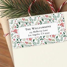 レッドエレガントホリーベリーグリーン差出人住所 ラベル