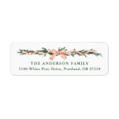 レッドエレガントボーストライプのクリスマス差出人住所 ラベル (正面)