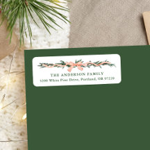 レッドエレガントボーストライプのクリスマス差出人住所