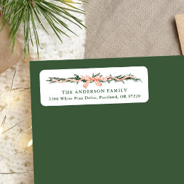 レッドエレガントボーストライプのクリスマス差出人住所 ラベル