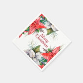 レッドエレガントポインセチアフローラホリーベリー紙ナ スタンダードカクテルナプキン (角)