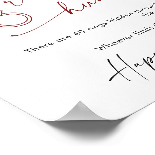 レッドエレガントポインセチアリングや輪狩りブライダルシャワー ポスター (角)