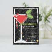 レッドエレガントマルティーニクリスマスカクテルパーティー 招待状 (スタンド正面)