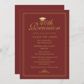 レッドエレガントマルーン金ゴールド40thクラス懇親会 招待状 (正面/裏面)