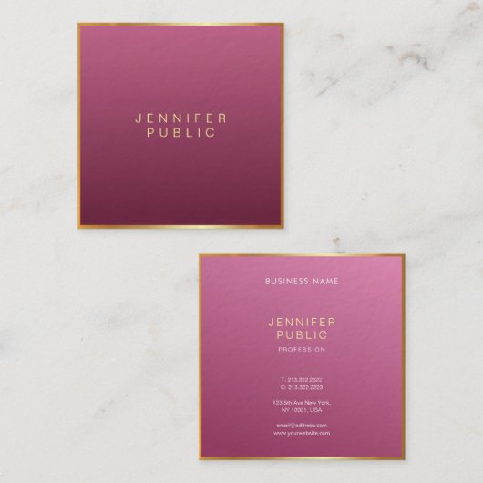 レッドエレガントモダンプロフェッショナルファッショナブル スクエア名刺 (正面/裏面)