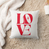 レッドエレガントラブタイポグラフィ クッション (ブランケット)