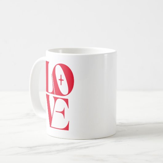 レッドエレガントラブタイポグラフィ コーヒーマグカップ (正面左)
