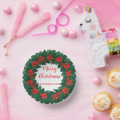 レッドエレガントリースホリーベリークリスマスグリーン ペーパーボウル (パーティー)