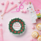 レッドエレガントリースホリーベリークリスマスグリーン ペーパーボウル (パーティー)