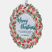 レッドエレガントリースホリーベリー金ゴールドメリークリスマス オーナメントカード (左)