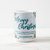 レッドエレガントリースホリーベリー金ゴールドメリークリスマス コーヒーマグカップ (中央)