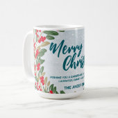 レッドエレガントリースホリーベリー金ゴールドメリークリスマス コーヒーマグカップ (正面左)