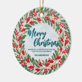 レッドエレガントリースホリーベリー金ゴールドメリークリスマス セラミックオーナメント (左)