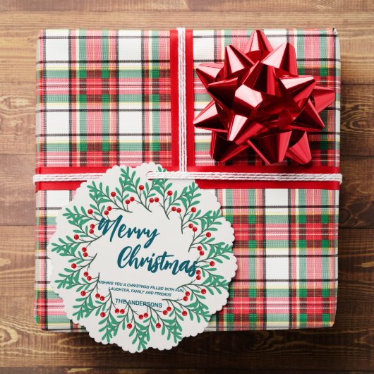 レッドエレガントリースホリーベリー陽気なクリスマスツリー オーナメントカード (インサイチュ (ギフト))