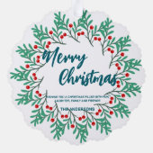 レッドエレガントリースホリーベリー陽気なクリスマスツリー オーナメントカード (裏面)