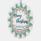 レッドエレガントリースホリーベリー陽気なクリスマスツリー オーナメントカード (左)