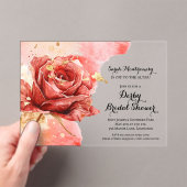 レッドエレガントローズダービーブライダルシャワー アクリル招待状 (インサイチュ (ポータブル))