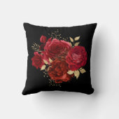 レッドエレガントローズフローラ金ゴールドブーケ クッション