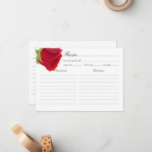 レッドエレガントローズブライダルシャワーレシピ ノートカード (正面/裏面インサイチュ)