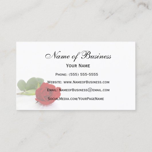 レッドエレガントローズプロフェッショナル赤と白フローラ 名刺 (裏面)