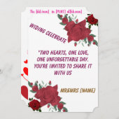 レッドエレガントローズ結婚式招待状 | 2ハートO 招待状 (正面/裏面)