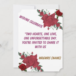 レッドエレガントローズ結婚式招待状 | 2ハートO 招待状