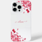 レッドエレガントローズ花びらフローラ名前をカスタムするシック Case-Mate iPhoneケース (裏面)