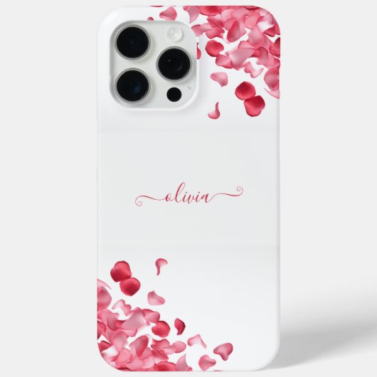 レッドエレガントローズ花びらフローラ名前をカスタムするシック Case-Mate iPhoneケース (裏面)