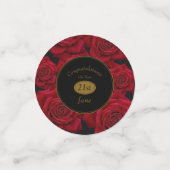 レッドエレガントローズ誕生日おめでとう コンフェッティ (スモール正面)