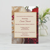 レッドエレガントローズ&クリーム牡丹ブライダルシャワー 招待状 (スタンド正面)