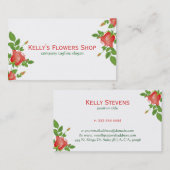 レッドエレガントローゼスイラストレーションフローラデザイン 名刺 (正面/裏面)